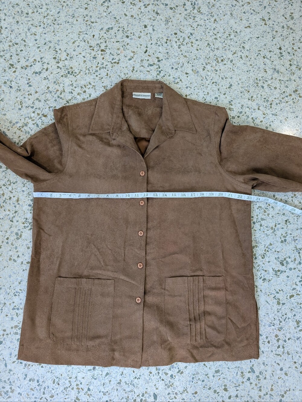 Draper's & Damon's Brown Faux Suede Button-Front Shirt Jacket - Picture 6 of 8